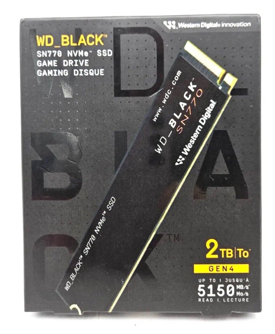NEW WD Black SN770 NVMe SSD Game Drive 2 TB Gen4 Up to 5150 MB/s Read PC Laptop