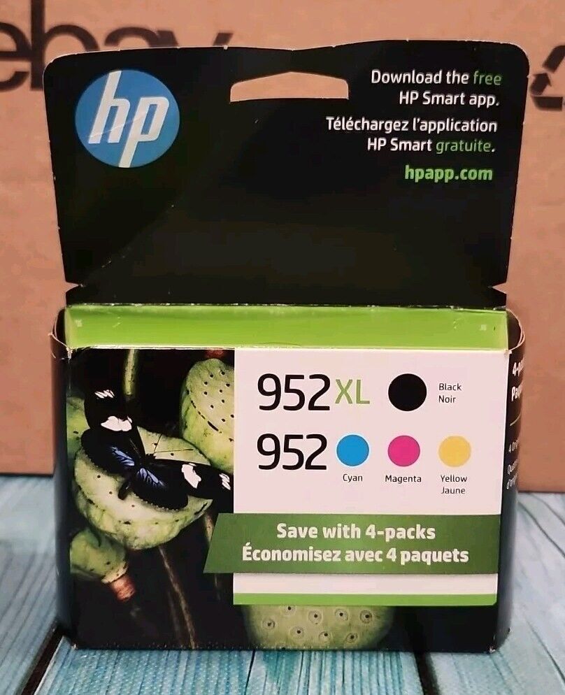 🔥NEW Genuine HP 952XL Black & 952 Color Ink Combo 4-Pack EXPIRES 02/2026🔥