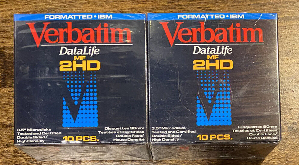 New Qty. 20 Vintage Verbatim 3.5” MF2HD Double Sided High Density Floppy Disks