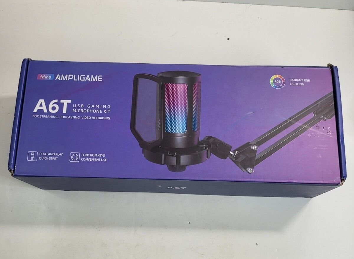 FIFINE Ampligame A6T USB Gaming Microphone KitRadiant Lighting Brand New Box