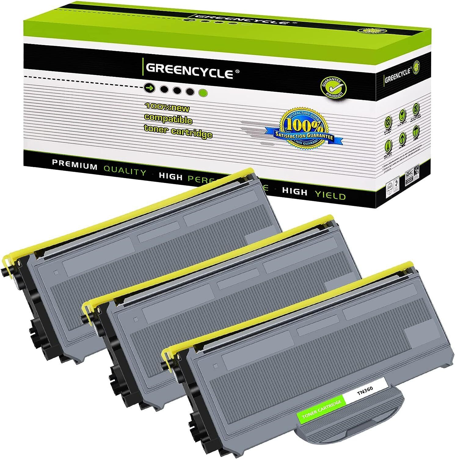 3PK greencycle High Yield Compatible Toner Cartridge for Brother TN360 HL-2170W