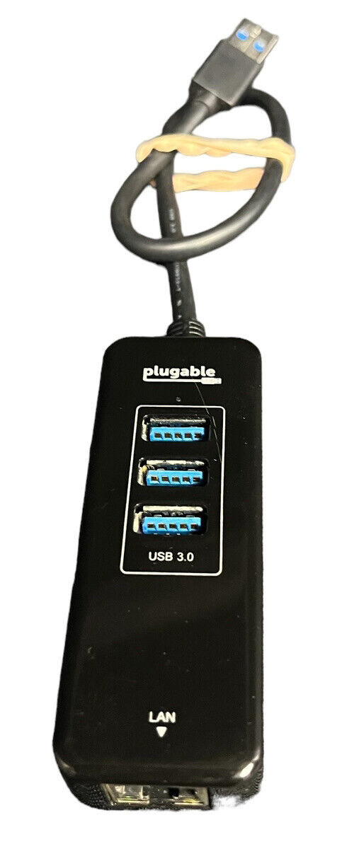 PLUGABLE TECHNOLOGIES USB3-HUB3ME TRAVEL USB HUB / NETWORK -TESTED W/WARRANTY