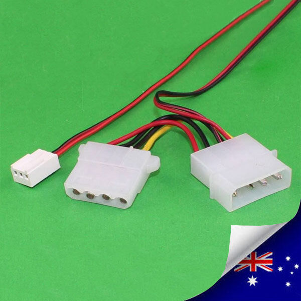 3pin Fan Female to 4pin Molex Male + Female Adapter Cable - NEW (N061)