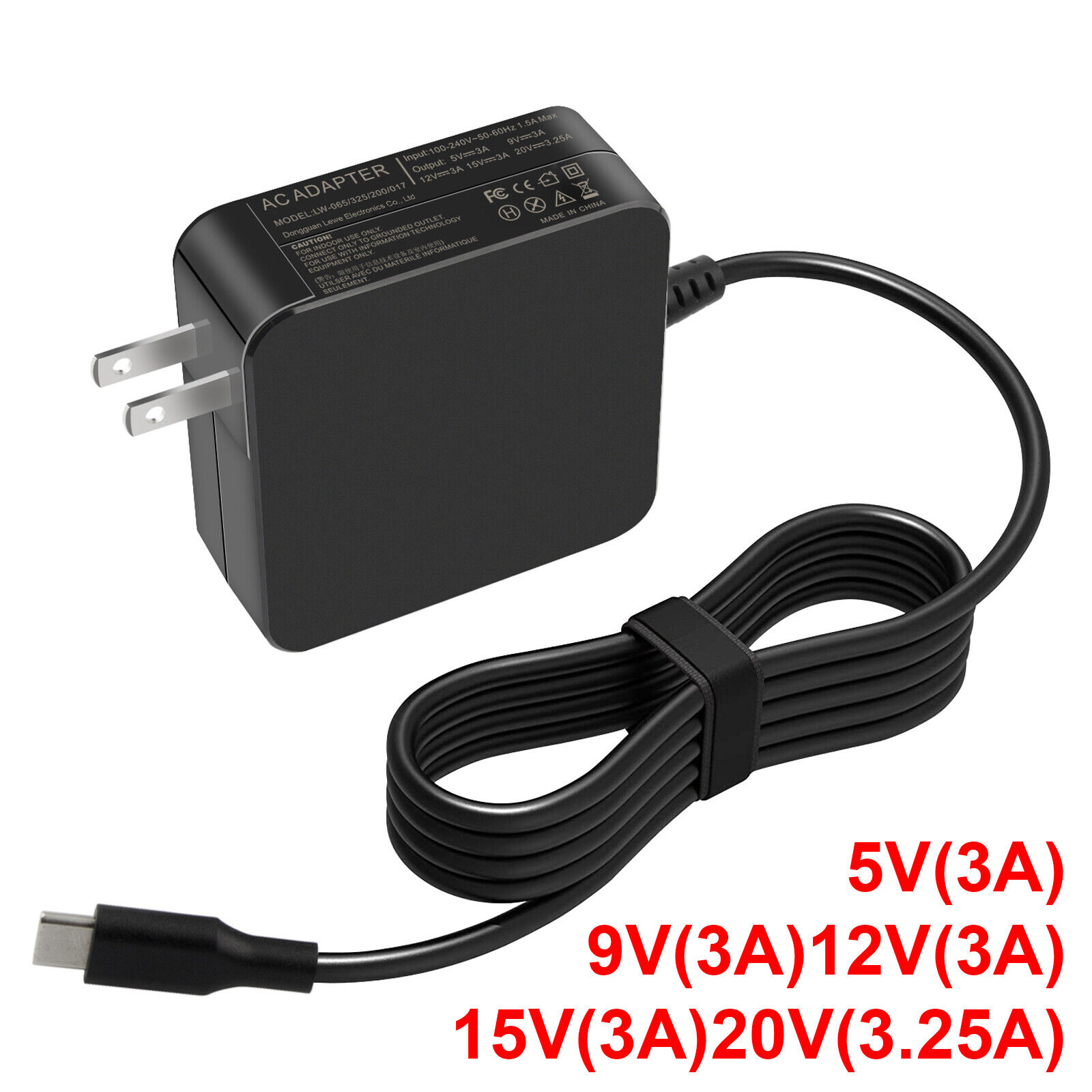 65W Type C Adapter USB C Charger for Dell HP Lenovo ASUS Acer Samsung MacBookPro