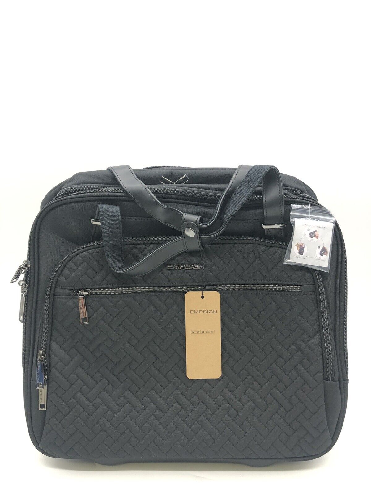 EMPSIGN Rolling Laptop Bag 15.6 Inch Roller Briefcase Black