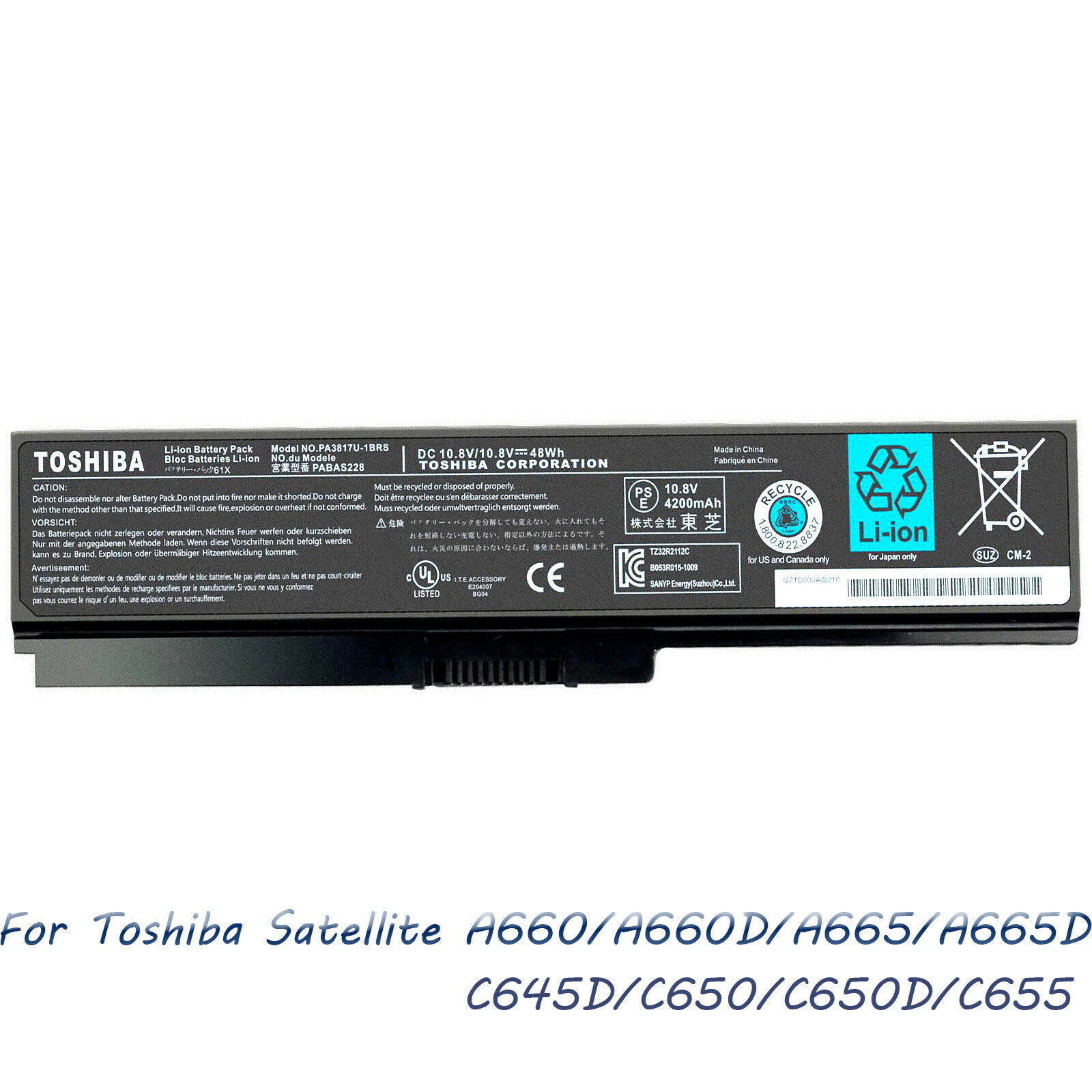 Genuine OEM PA3817U-1BRS Battery for Toshiba Satellite L745 L750 L755 L755D 48Wh