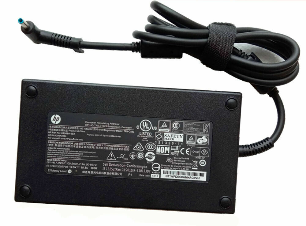 New Genuine HP 200W 19.5V 10.3A Smart Pin AC Power 677764-003 & Blue Tip Adapter
