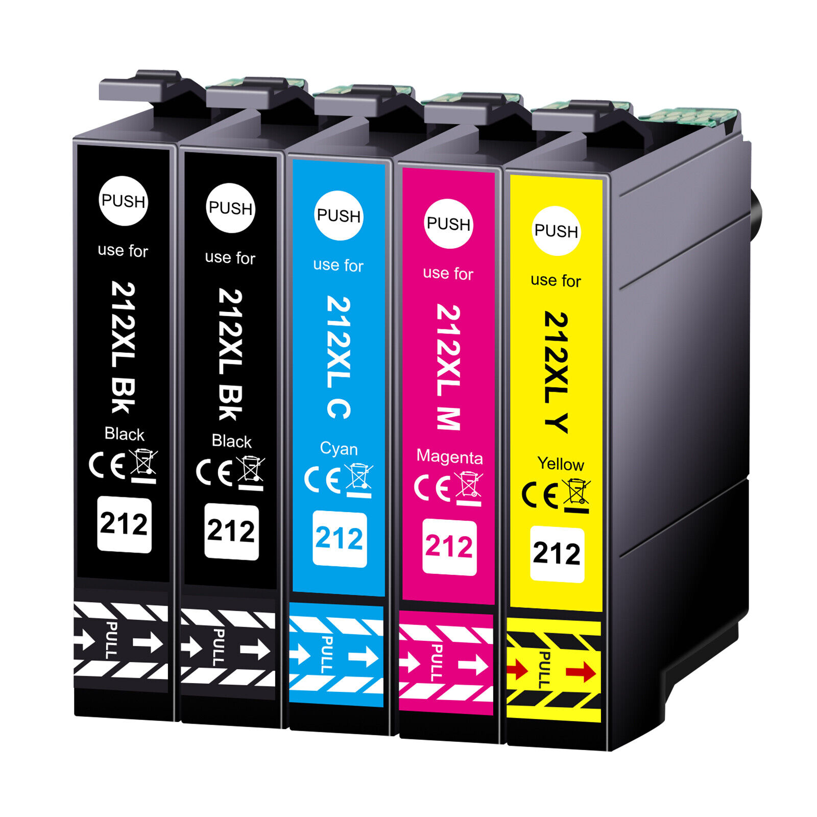 5PK T212XL Ink Cartridges with Chip for Epson 212 XL WF2850 WF2830 XP4105 XP4100
