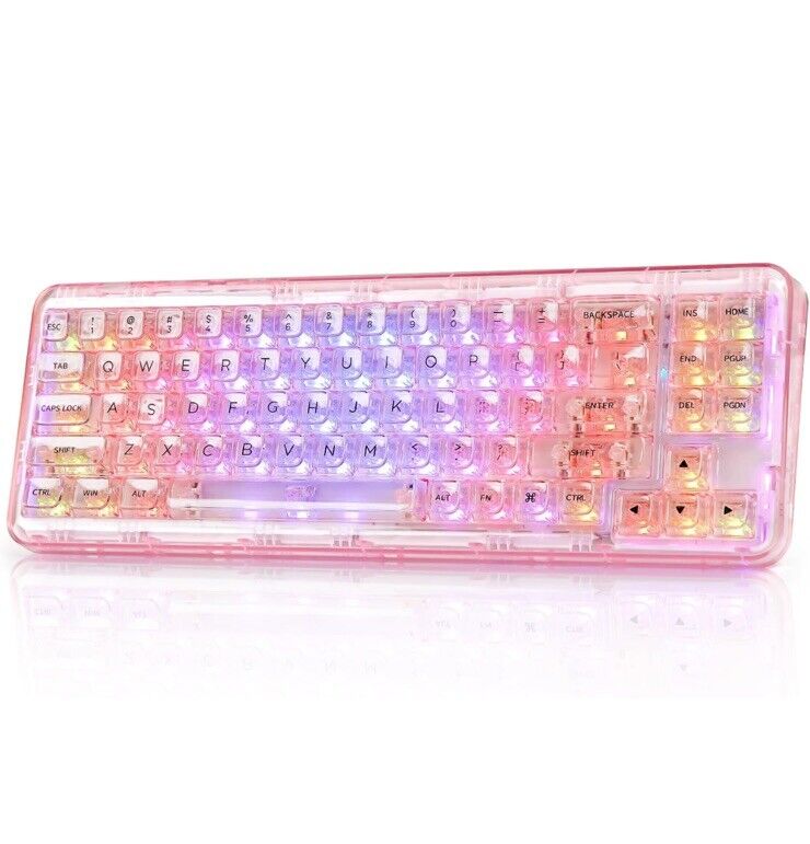 YUNZII X71 Keys Wireless Pink Transparent Mechanical Keyboard