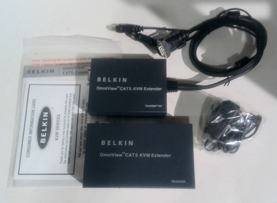 NEW IN BOX Belkin OmniView CAT5 KVM Extender Transmitter Receiver 
