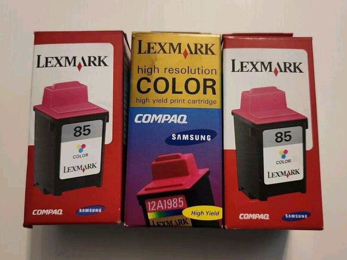 NIB Lexmark Lot Of 3- NEW 85 Tri Color GENUINE No Exp. Date Samsung Compaq Kodak