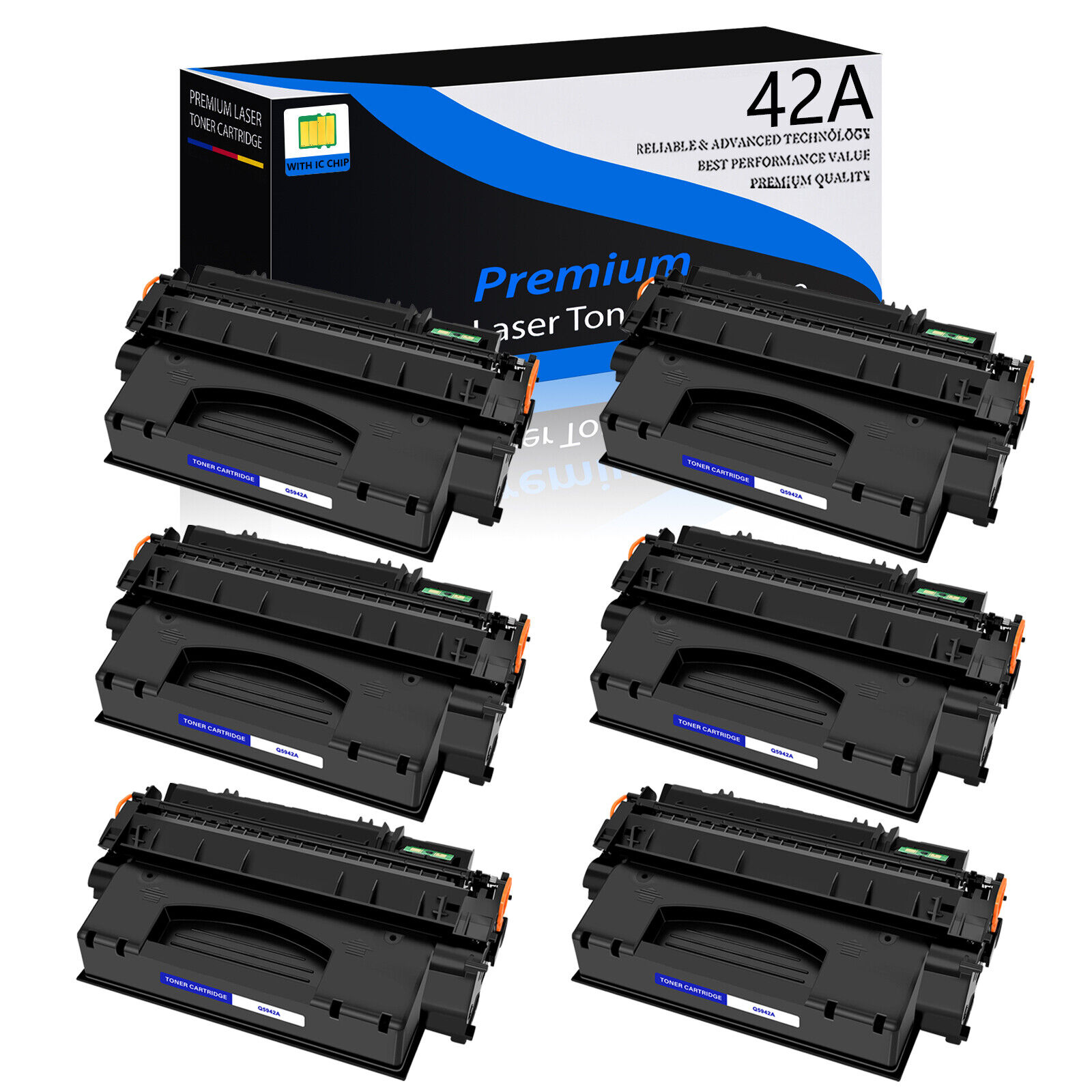 6PK Black 42A Q5942A Toner Cartridge Fit for HP LaserJet 4350dtnsl 4350n 4350tn