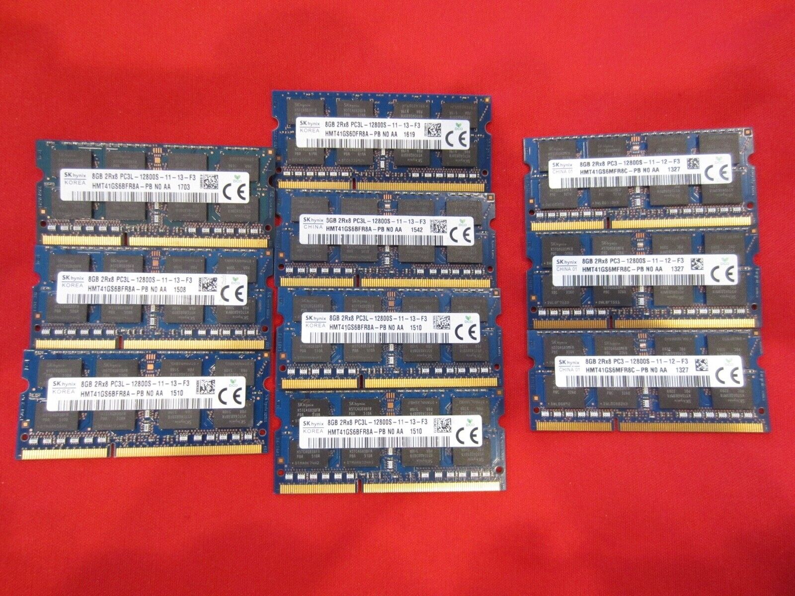 Lot of 26pcs SKhynix,Hynix,Micron 8GB 2Rx8 PC3-12800S DDR3-1600Mhz Sodimm Memory
