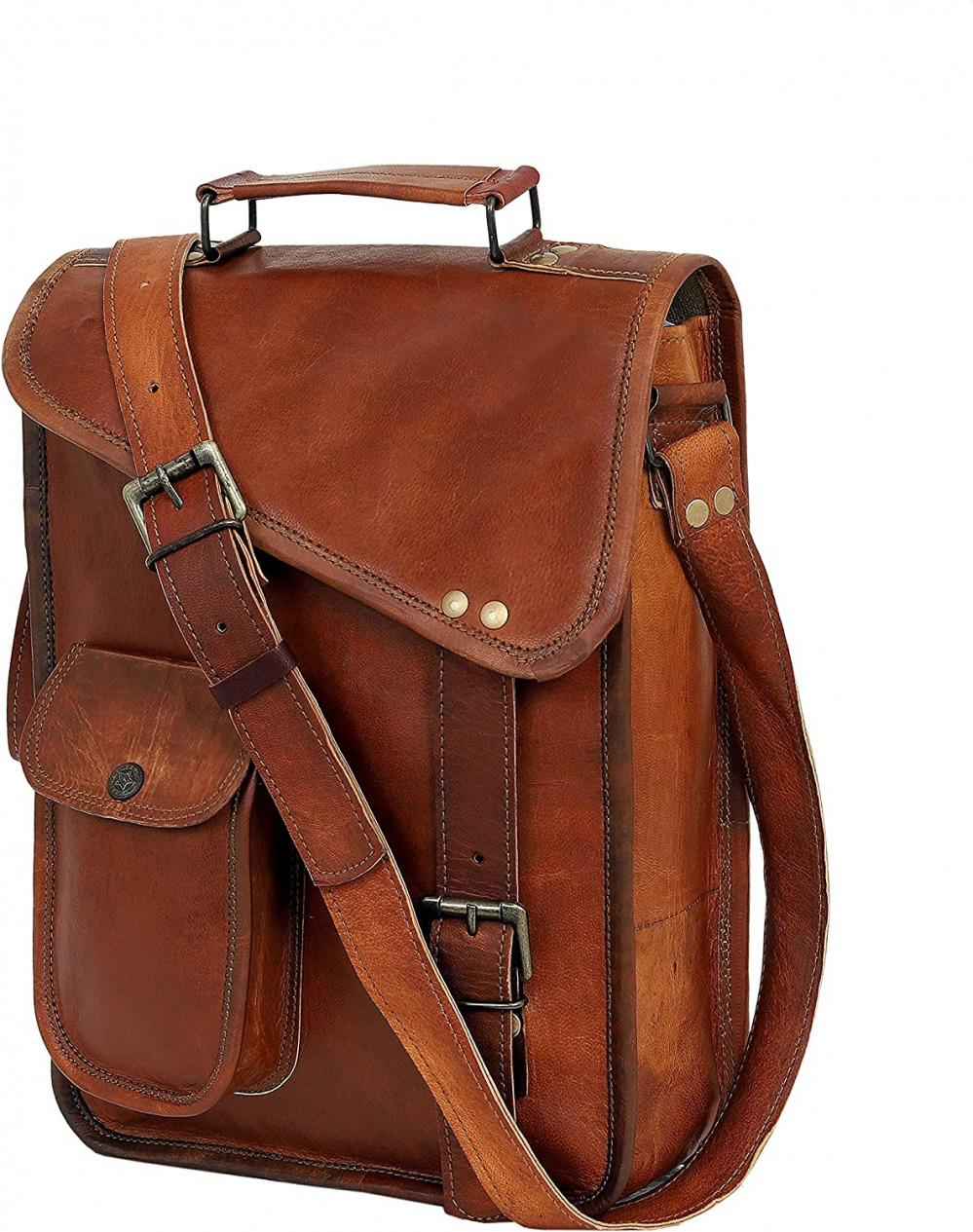 Leather satchel tablet bag laptop case office briefcase messenger 15 inch