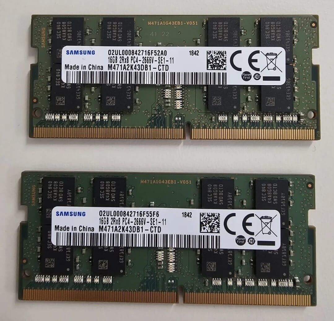 Lot Of 2 RAM 32GB KIT 2 x 16GB Mix Brands DDR4 PC4-2400T/ 2666v Laptop Memory