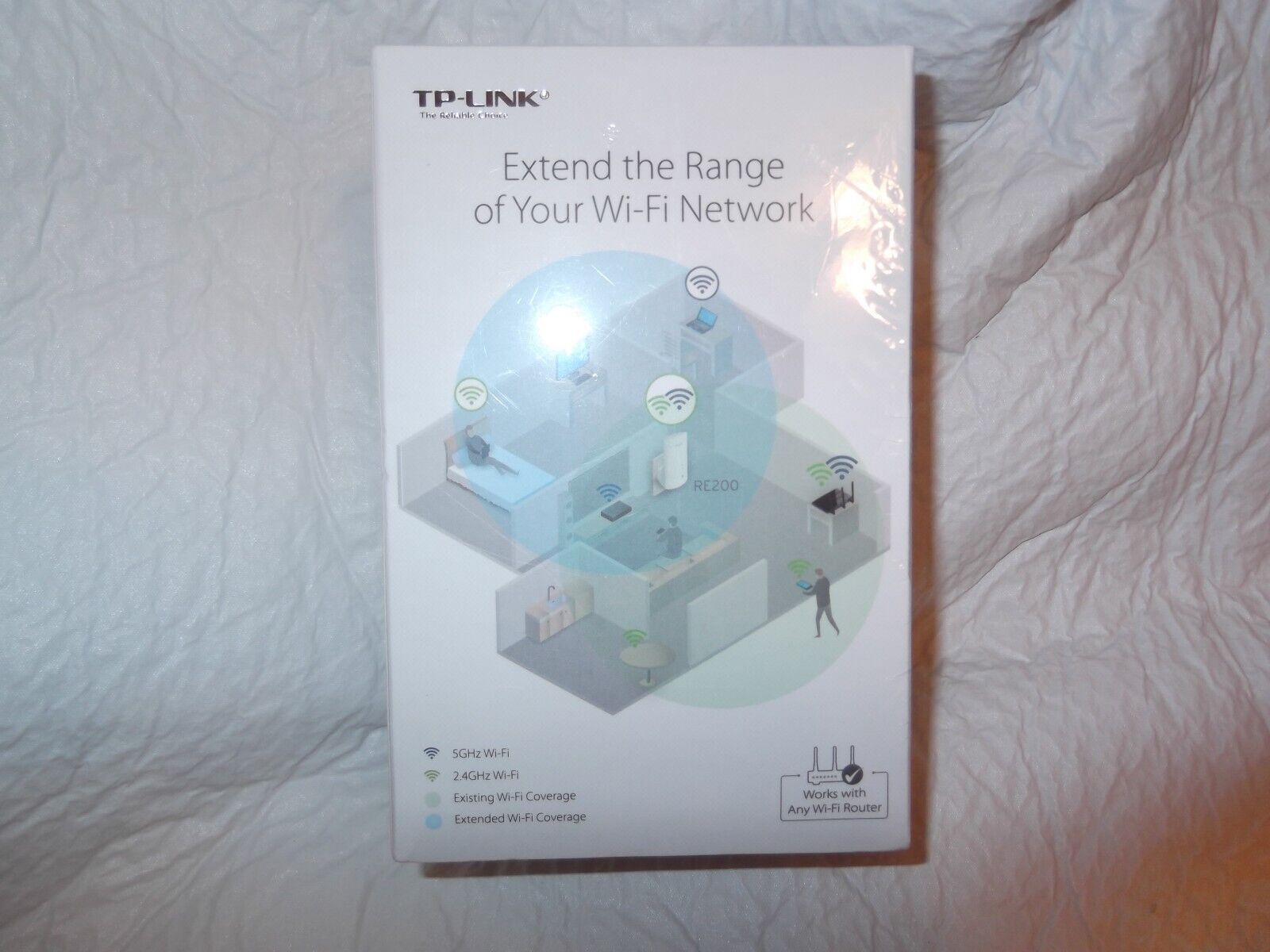 TP-Link AC 750 Wi-Fi Range Extender, Model RE200, White, New in Box, Tested