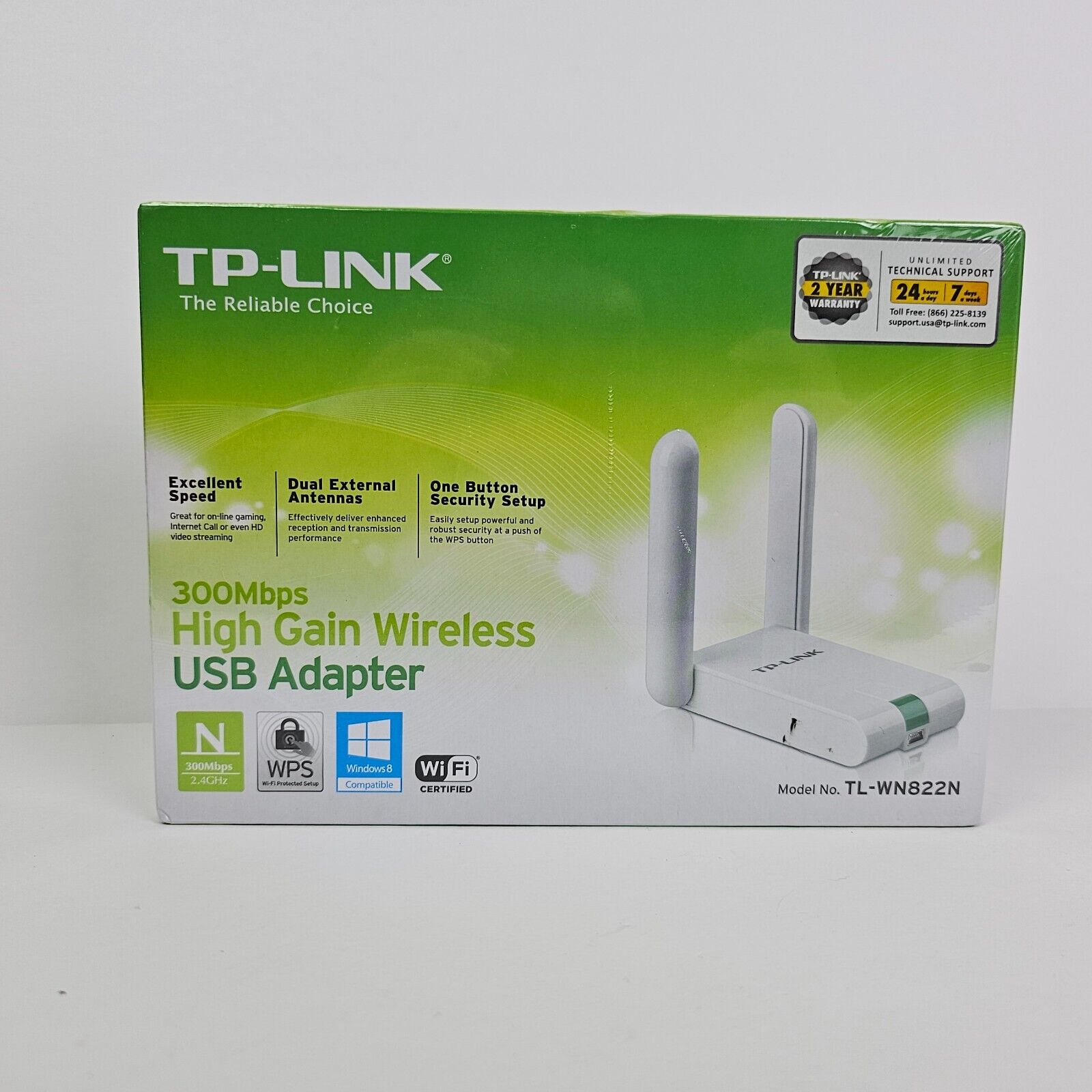 New Sealed TP-LINK TL-WN822N 300Mbps HIGH GAIN WIRELESS USB ADAPTER
