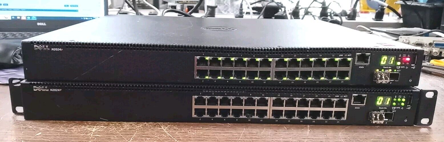 Lot Of 2 Dell Power Switch N2024P 24-Port 1Gbe PoE Managed Switch