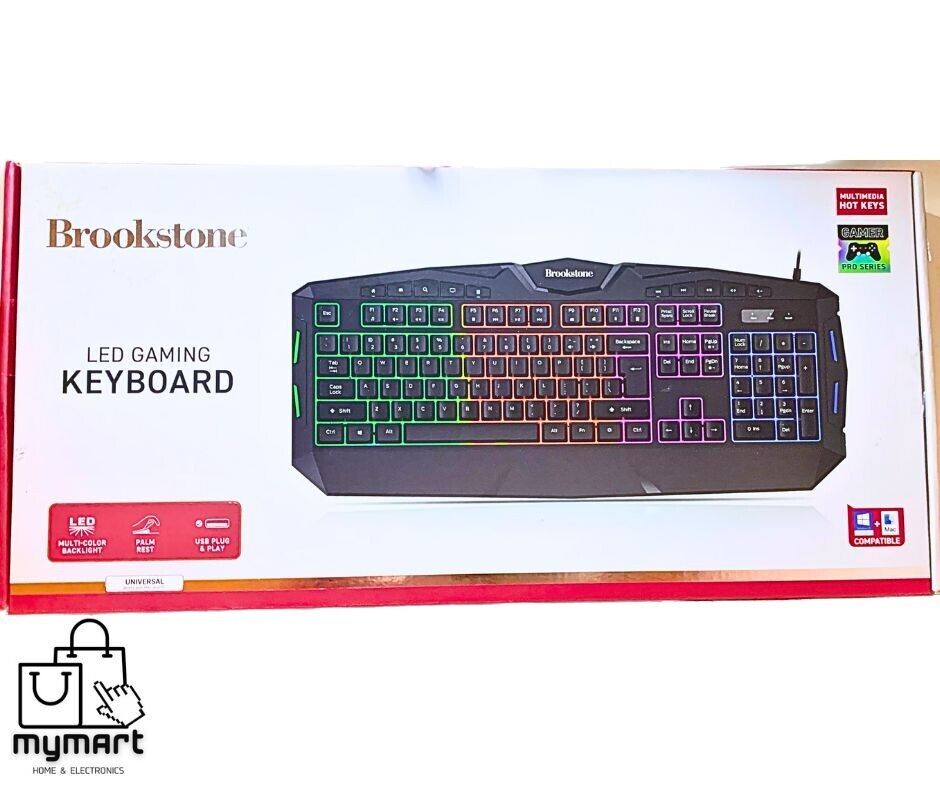 Brookstone USB Wired Gaming Keyboard with Multi-Color LED Backlit Keys 
