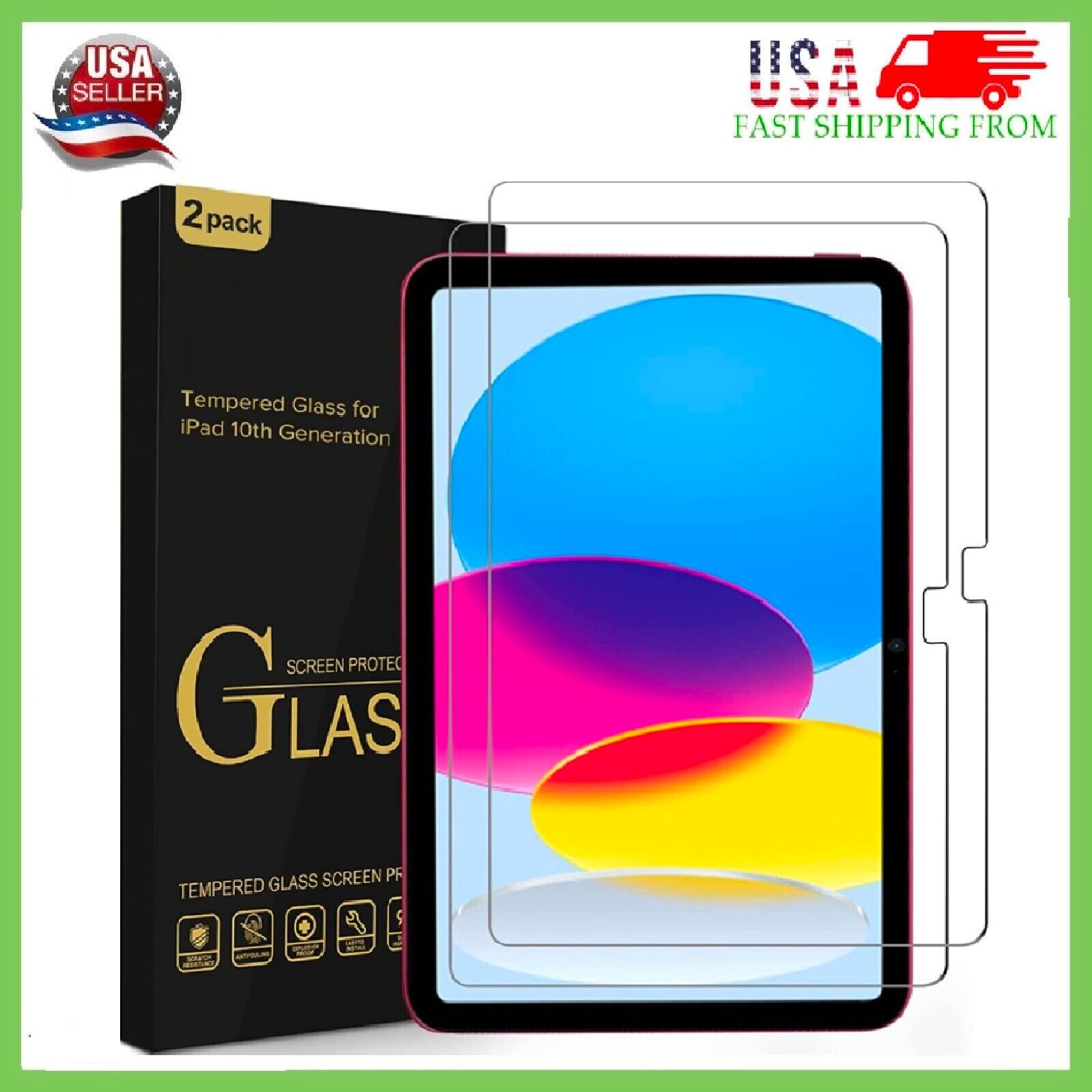 (2 Pack) Glass Screen Protector for iPad 10th Generation (10.9 inch 2022 models)