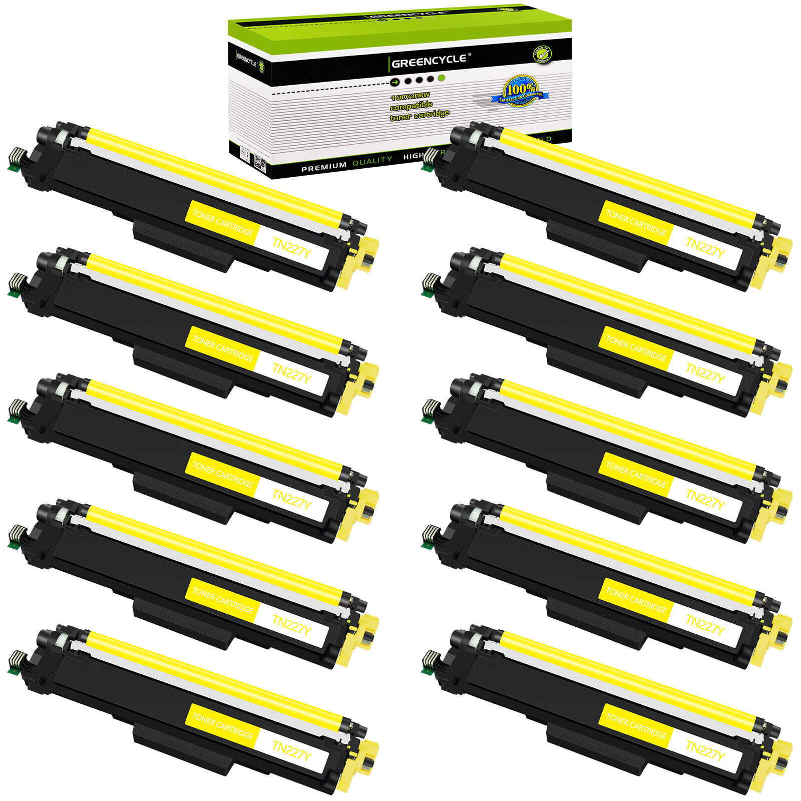 Greencycle 10PK TN227 Yellow Toner Cartridge Compatible with HL-L3210CW L3290CDW