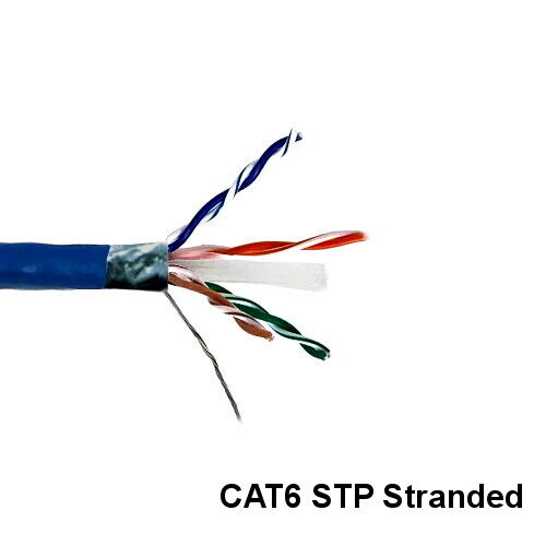 Kentek Blue 1000' CAT6 STP Stranded Ethernet Bulk Cable 24AWG 550MHz Copper PVC