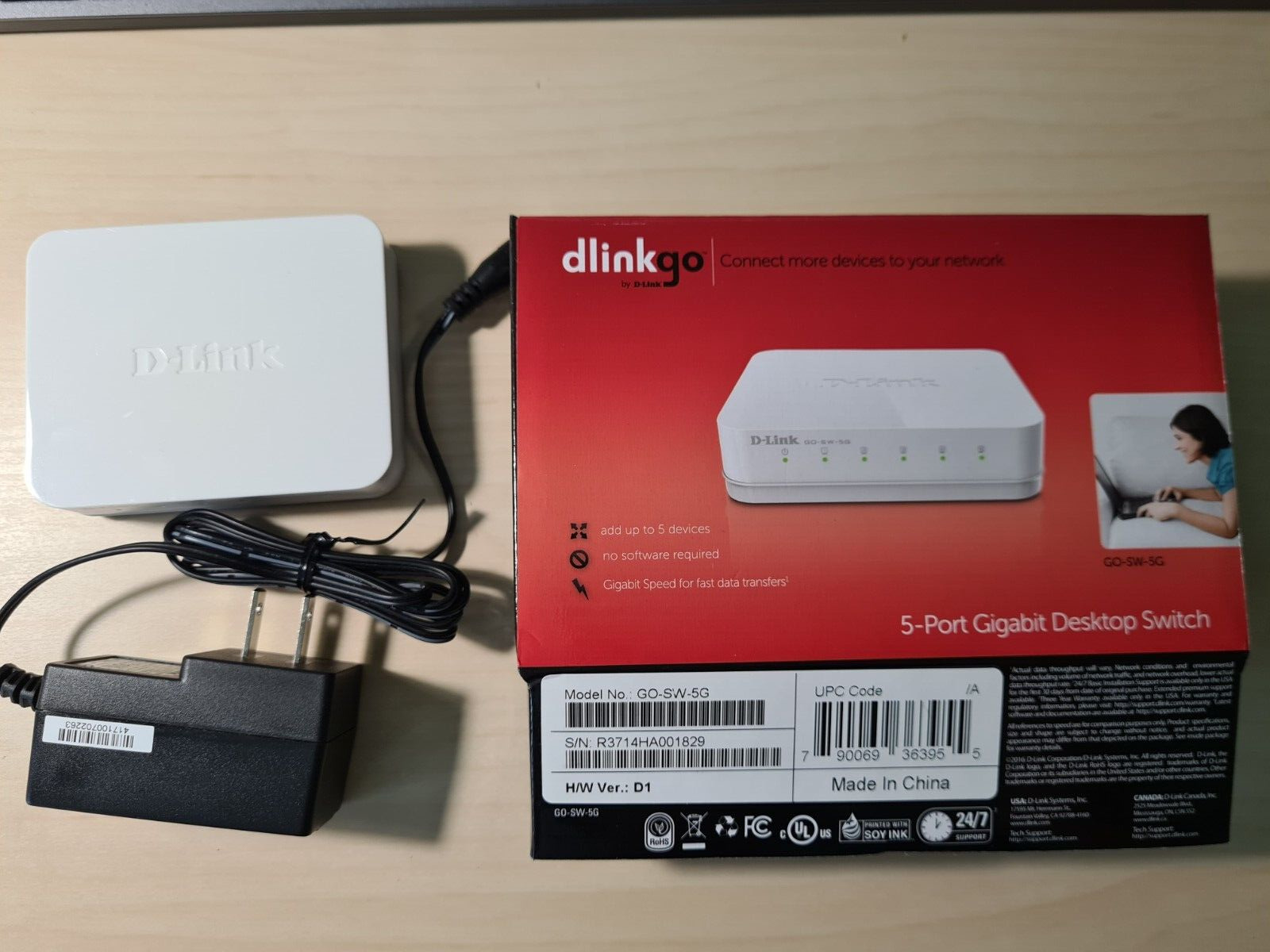 D-Link GO-SW-5G 5-Port Unmanaged Gigabit Ethernet Switch (10/100/1000) White