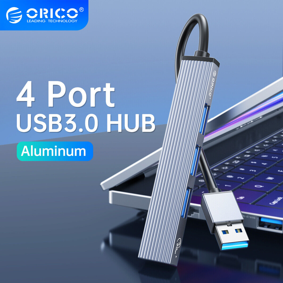 ORICO 4 Port USB 3.0 Hub Expander Aluminum Shell & USB3.0 USB2.0 Port for Laptop
