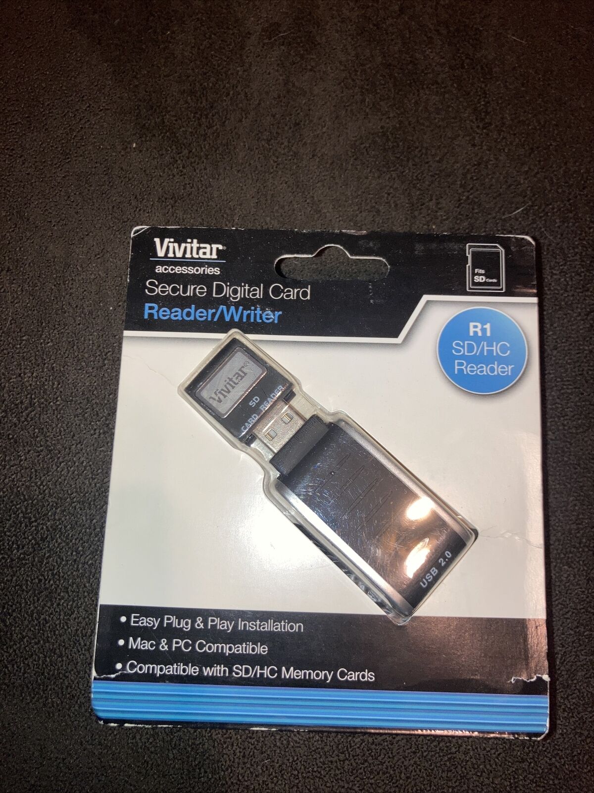 Vivitar R1 USB Secure Digital SD HC Card Reader & Writer Plug & Play - Mac & PC