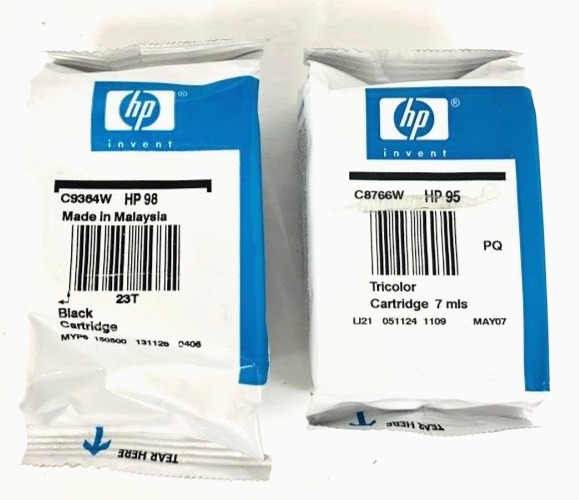 Genuine 2-Pack HP 95/98 Black & Tri-Color Ink CB327FN#140 NEW (No Box)