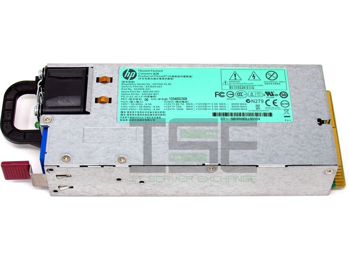 HP 660185-001 643956-201 1200w Power Supply CS Platinum Hot Plug HSTNS-PL30