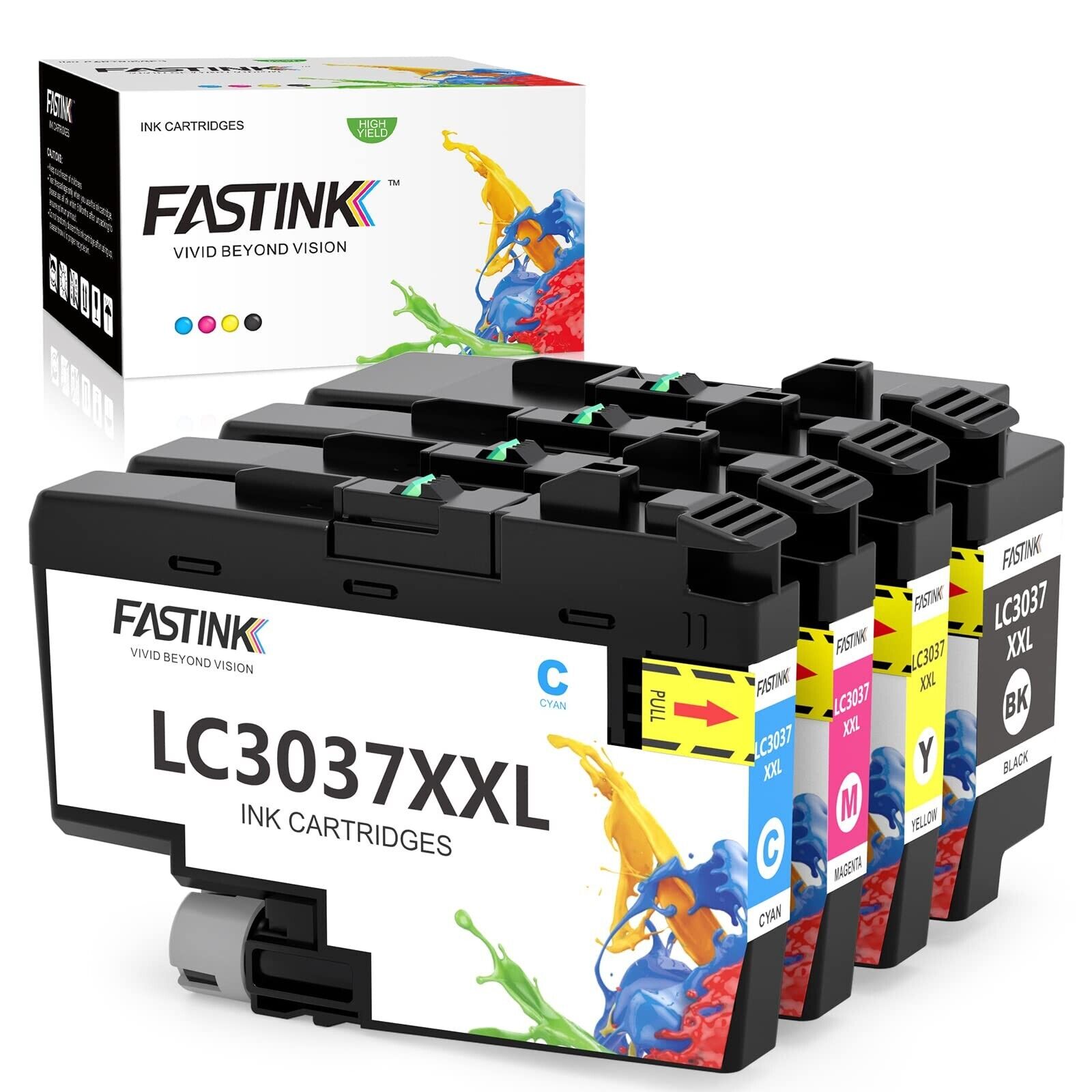 Compatible LC3037 Ink Cartridges,High Yield,4 Pack,Replacement for Brother LC...