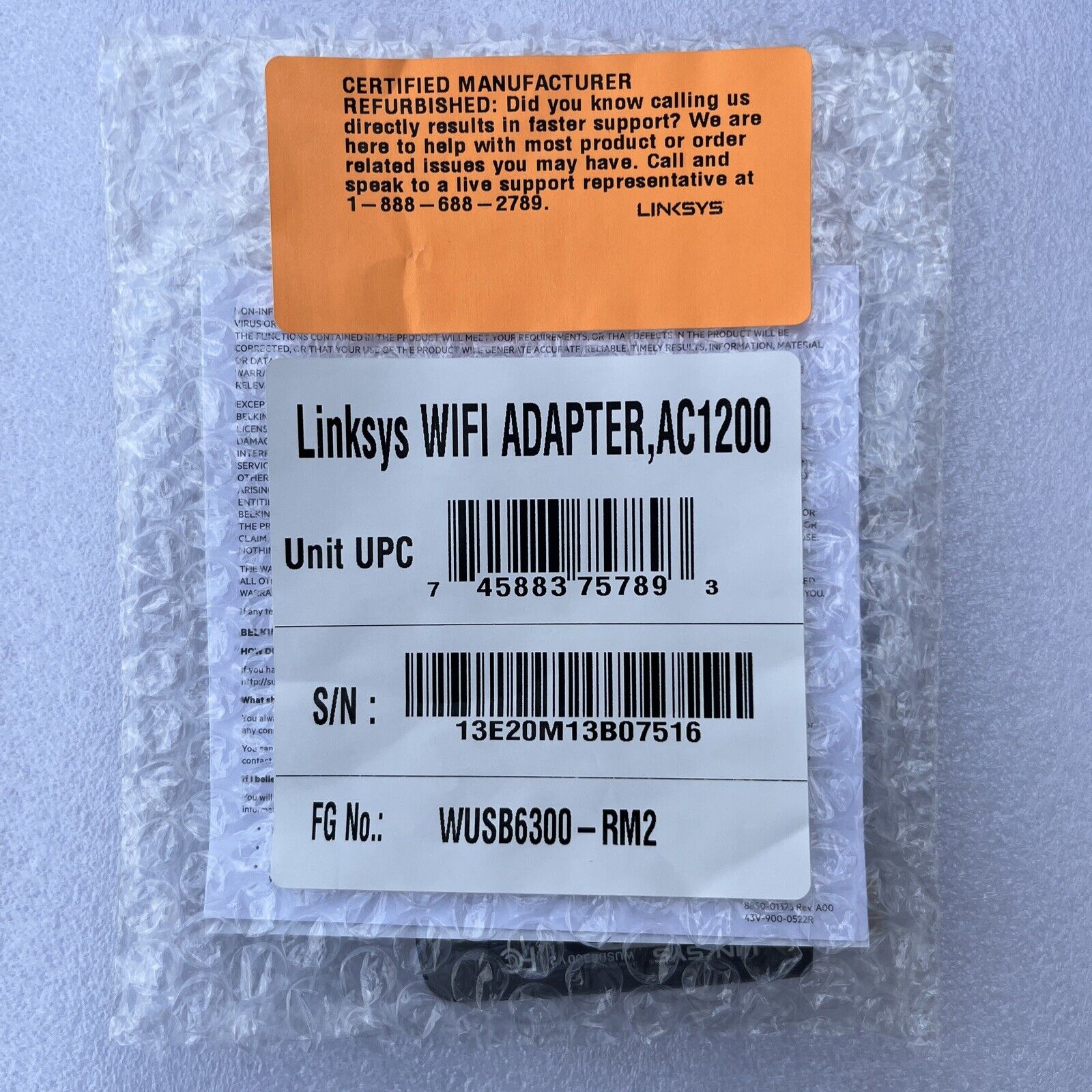 Linksys WUSB6300 Dual-Band AC1200 Wireless USB 3.0 WIFI Adapter -MFR refurbished