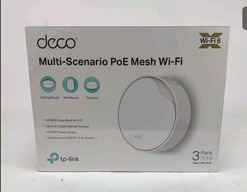 TP-Link Deco X50-PoE AX3000 Whole Home Mesh Wi-Fi 6 Wireless Network (3-PACK)