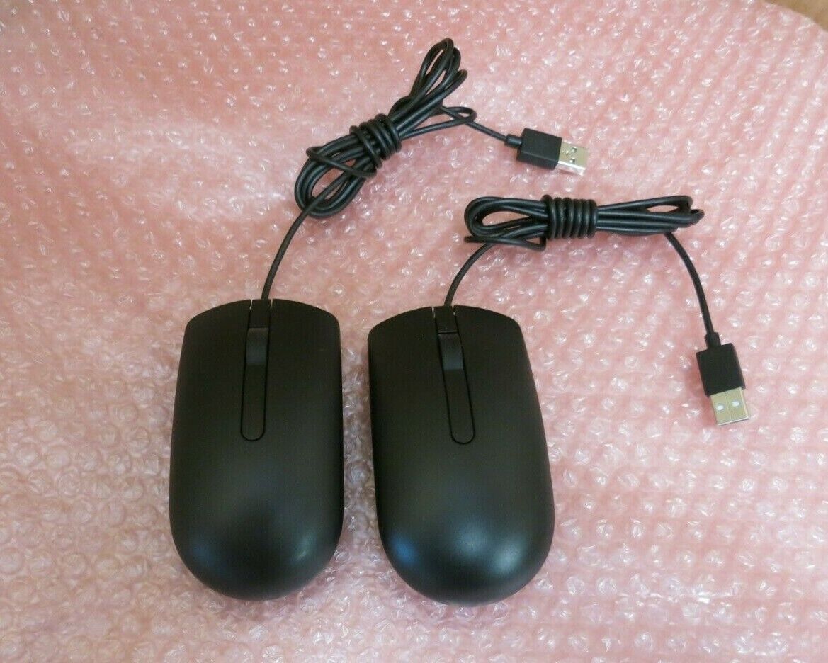 JobLot 2 x Dell MS116T DV0RH 37GVD USB Wired Optical 3 Button Scroll Wheel Mouse