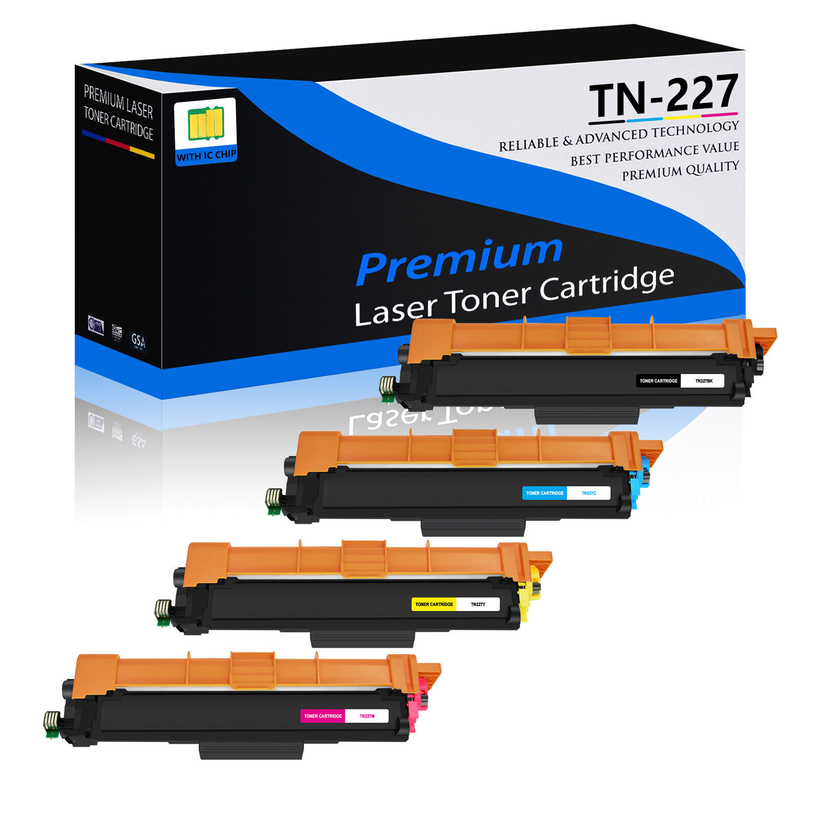 4PK TN227 BK/C/M/Y Toner Color Set for Brother HL-L3210CW HL-L3230CDW Printer