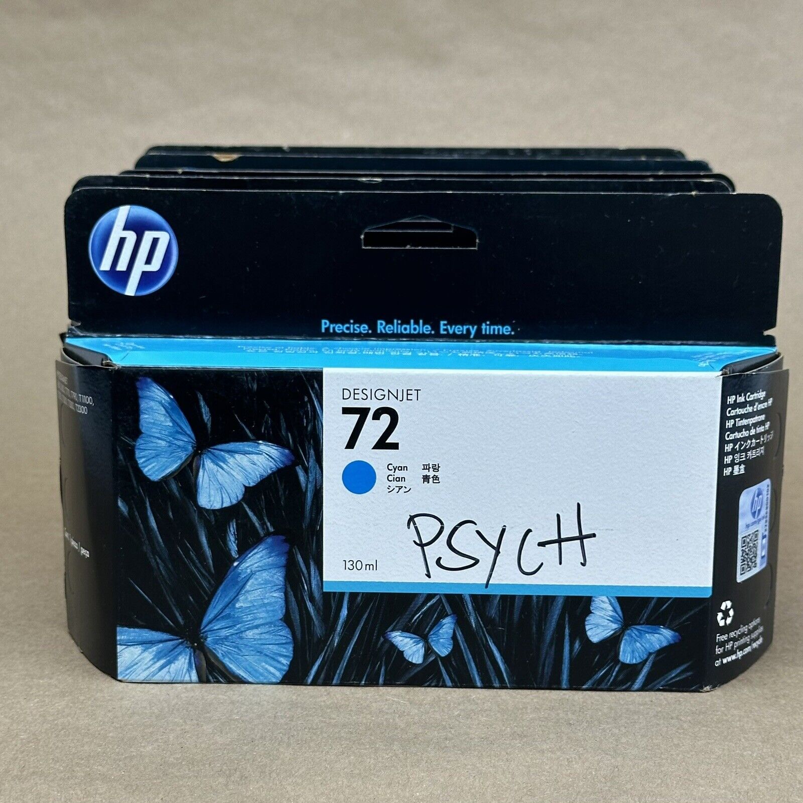 HP 72 C9371A Cyan Ink Genuine Cartridge 130ml in Box for DesignJet Printer