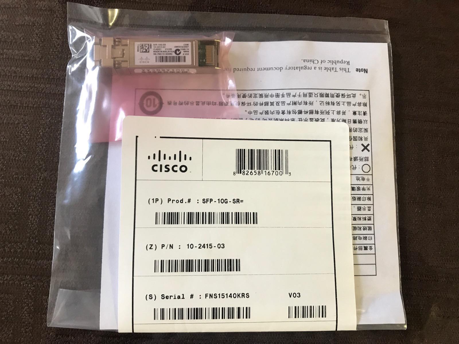 New Cisco SFP-10G-SR 10-2415-03 Authentic  Optical Transceiver 1-Year Warranty