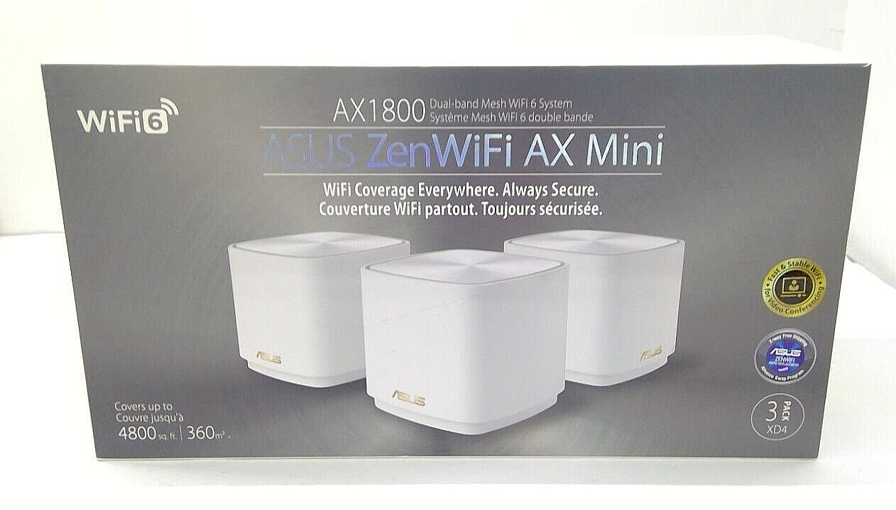 ASUS ZenWiFi XD4 AX Mini Wi-Fi Mesh Router, White - 3 Pack