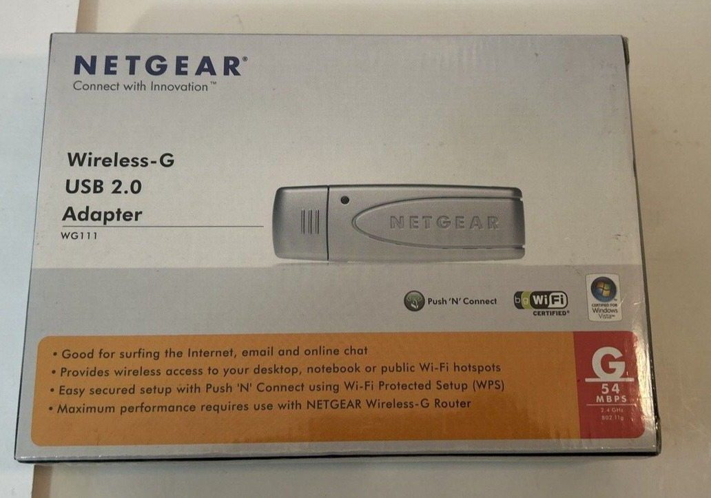 Netgear 54 MBPS Wireless G USB 2.0 Adapter WG111VCNA Sealed New