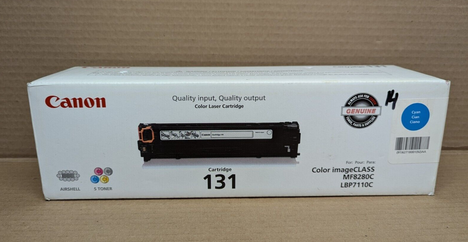 Genuine Canon 131 Cyan Color Laser Toner Cartridge 6271B001 NEW