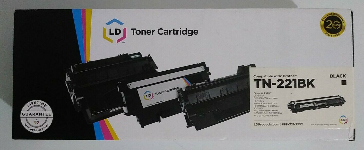 LD TN-221 / TN221BK High Yield Black Toner Cartridge Brother Compatible Sealed
