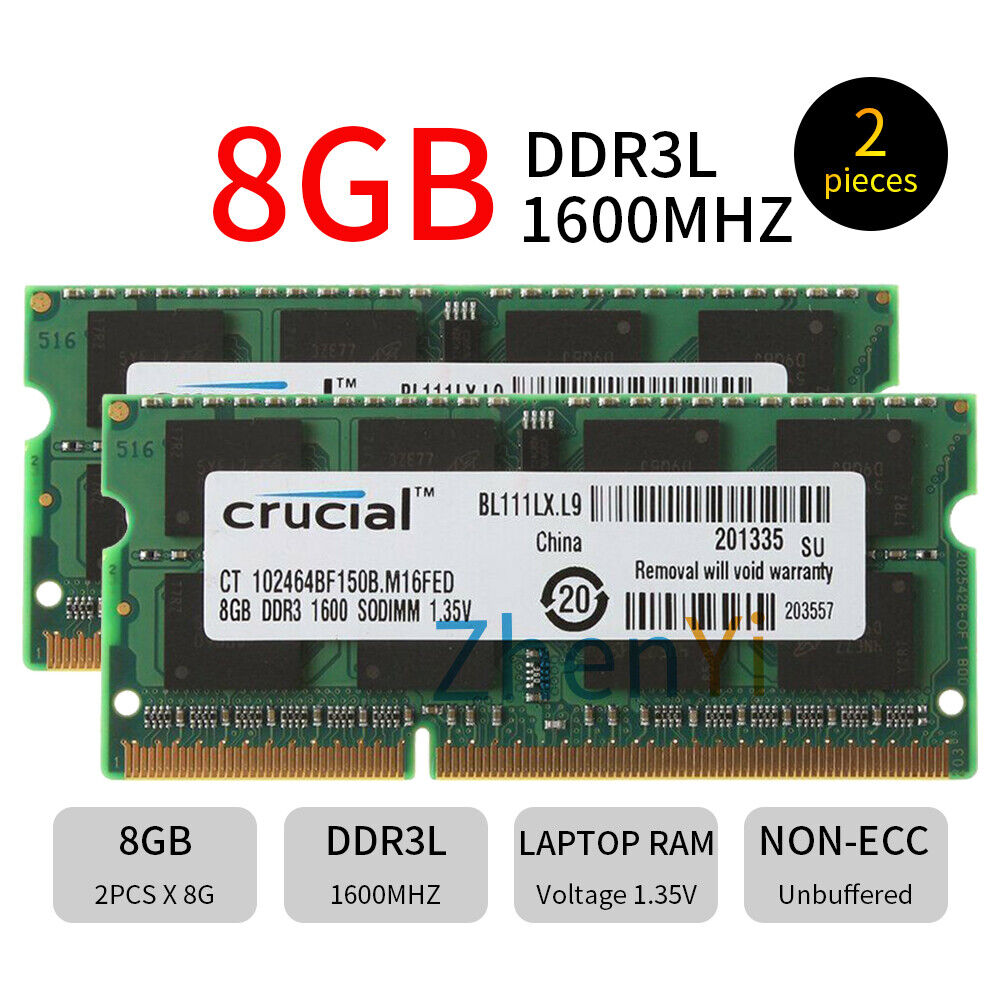 32GB 16GB 8GB DDR3L 1600MHz PC3L-12800S 204Pin 1.35V SODIMM Laptop Memory Lot