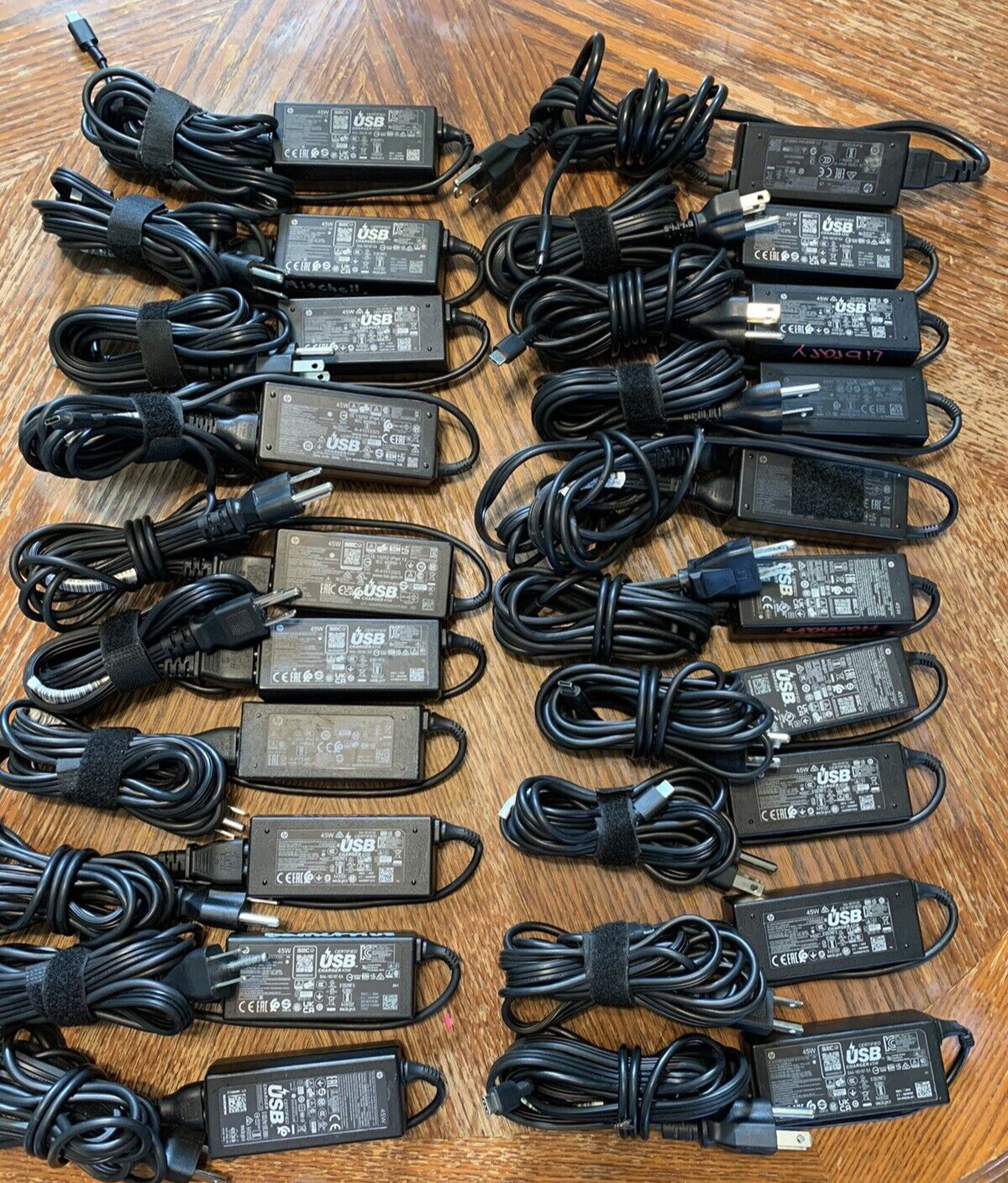 Lot of 20 OEM HP 45W USB-C Adapter Laptop Charger w/ power cord TESTED / GOOD