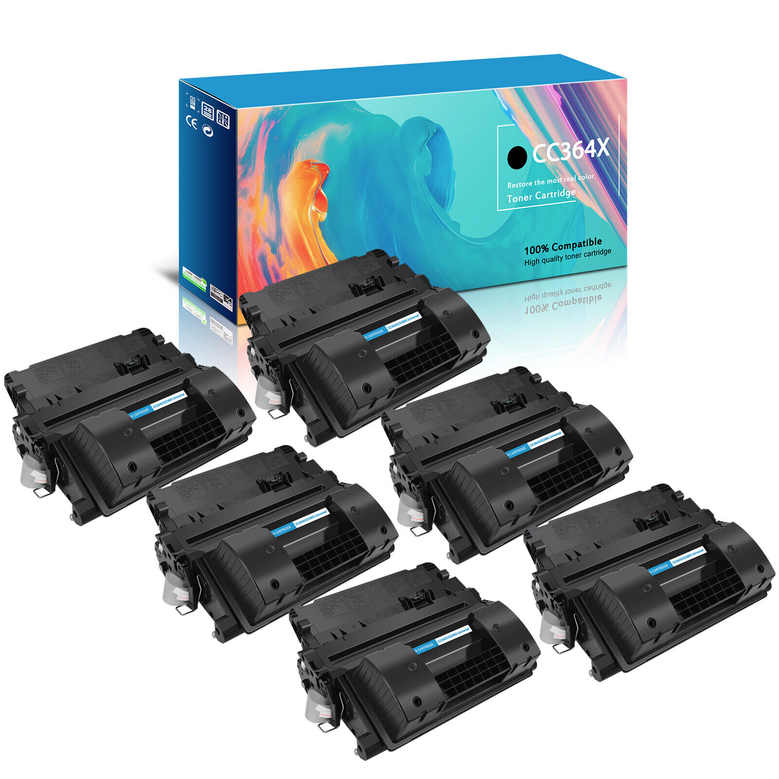 6PK Black Toner for HP CC364X 64X LaserJet P4015n P4015tn P4015x P4015dn Printer