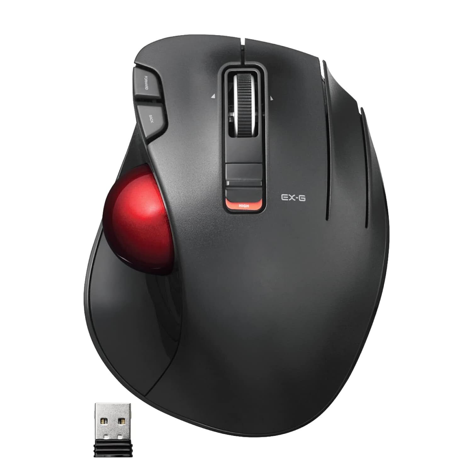 ELECOM EX-G Trackball Mouse, 2.4GHz Wireless, Thumb Control, 6-Button Function