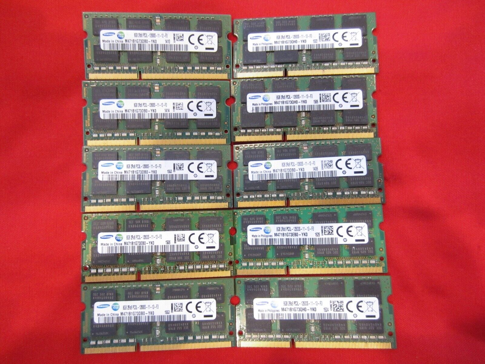 Lot of 28pcs 8GB Samsung,Micron,Sharetron PC3L-12800S DDR3-1600Mhz Sodimm Memory