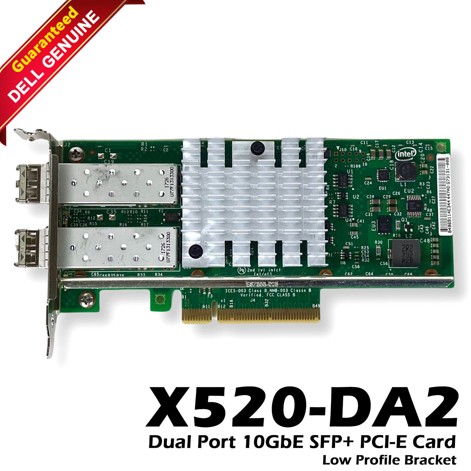 Dell 942V6 Intel X520-DA2 Dual Port 10GbE SFP+ PCIe Server Adapter Low Profile
