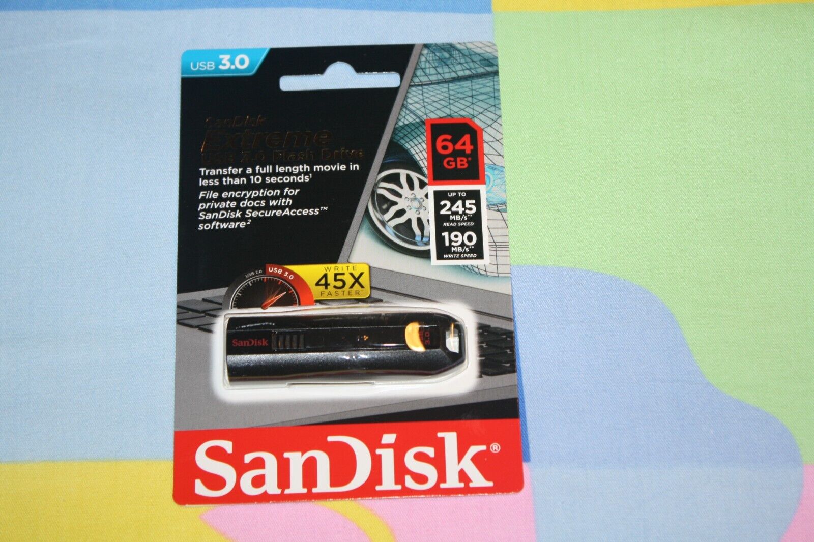 BRAND NEW SanDisk Extreme 64GB USB 3.0 Flash Drive With Speed Up To 190MB/s