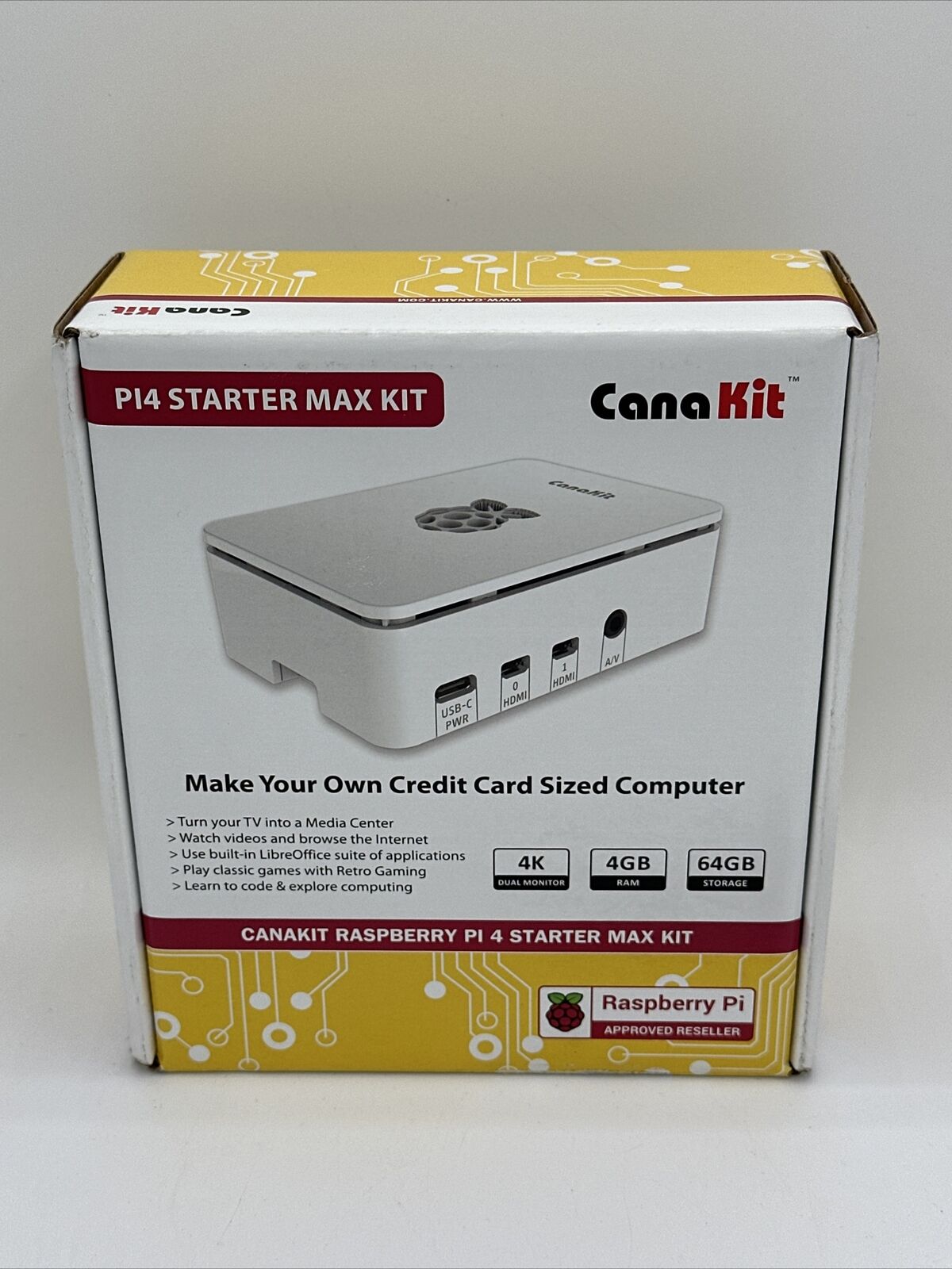 CanaKit - Raspberry Pi 4 Starter MAX Kit 4GB RAM - 64GB Storage - White - New